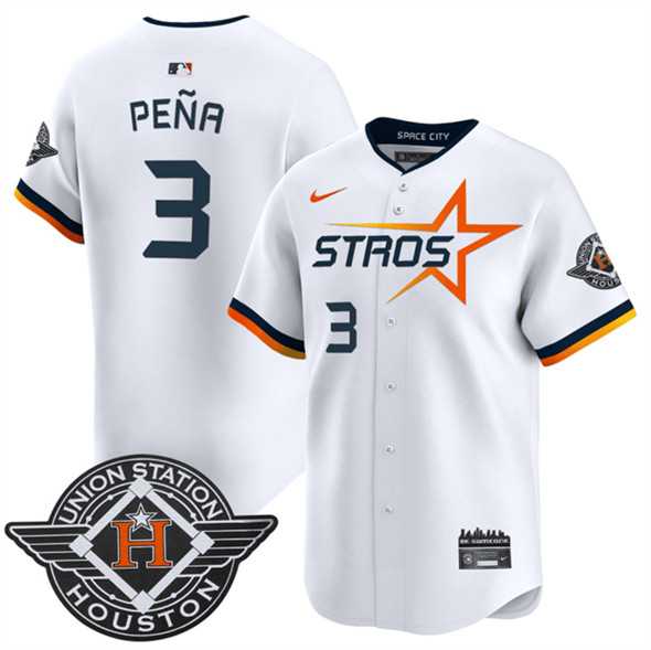 Mens Houston Astros #3 Jeremy Pena White 2025 City Connect Limited Stitched Jersey Dzhi